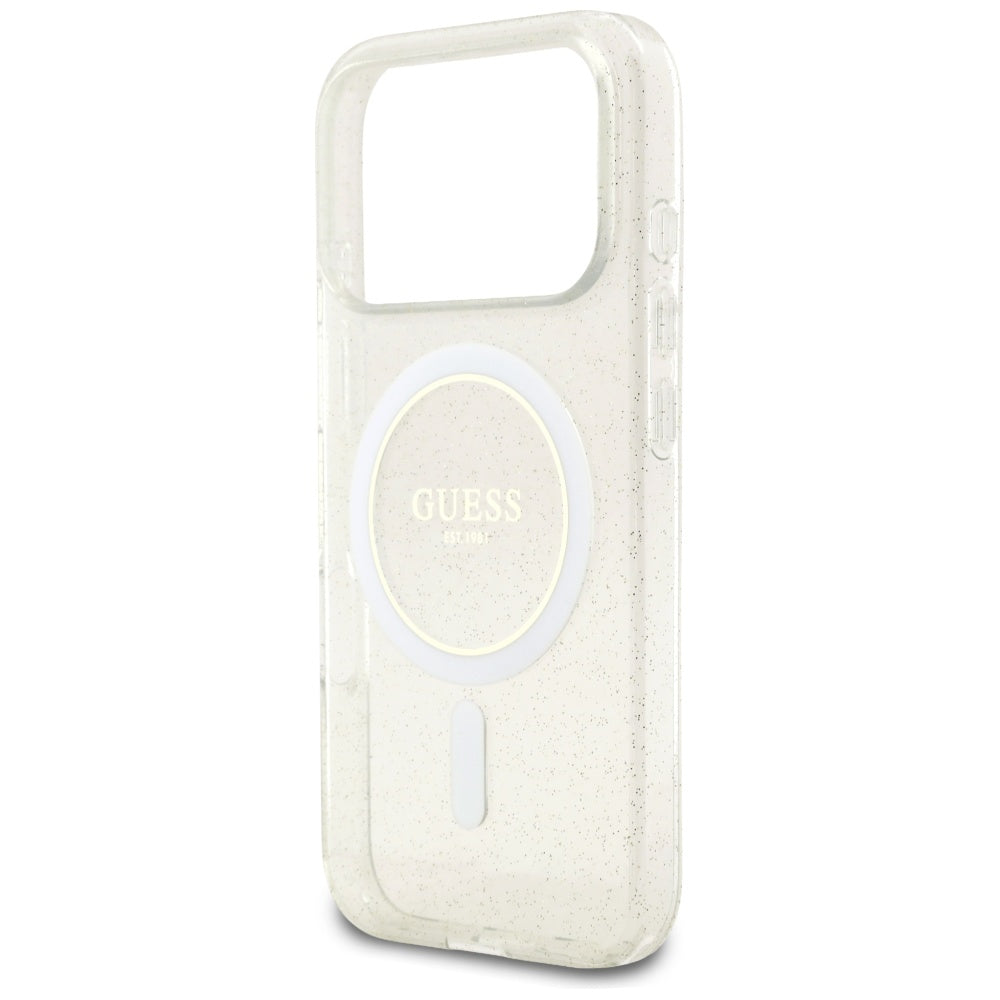 Guess IML Glitter Pearl Strap MagSafe Case for iPhone 17 Pro - Transparent_5