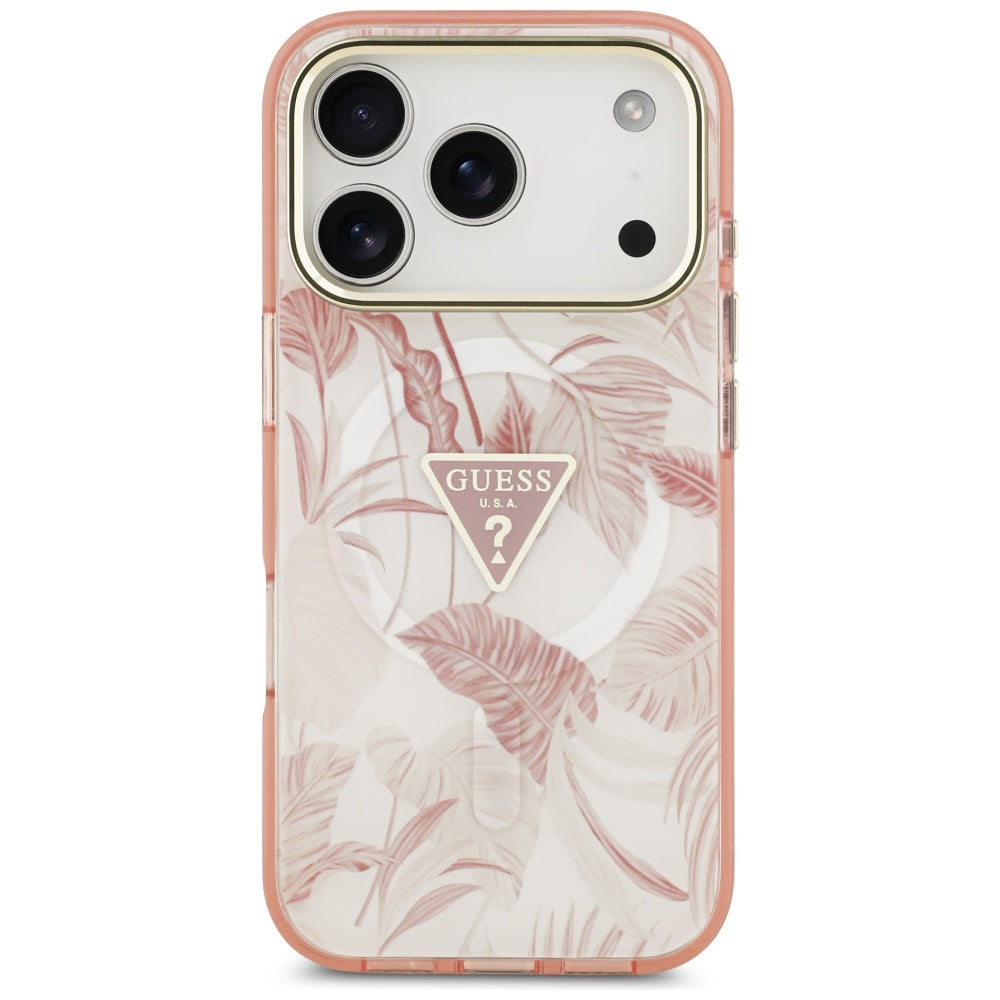 Guess Jungle Tonal Triangle MagSafe Case for iPhone 17 Pro Max - Pink_2