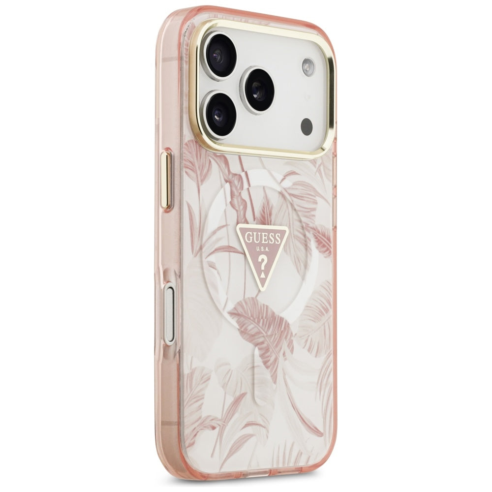 Guess Jungle Tonal Triangle MagSafe Case for iPhone 17 Pro Max - Pink_3