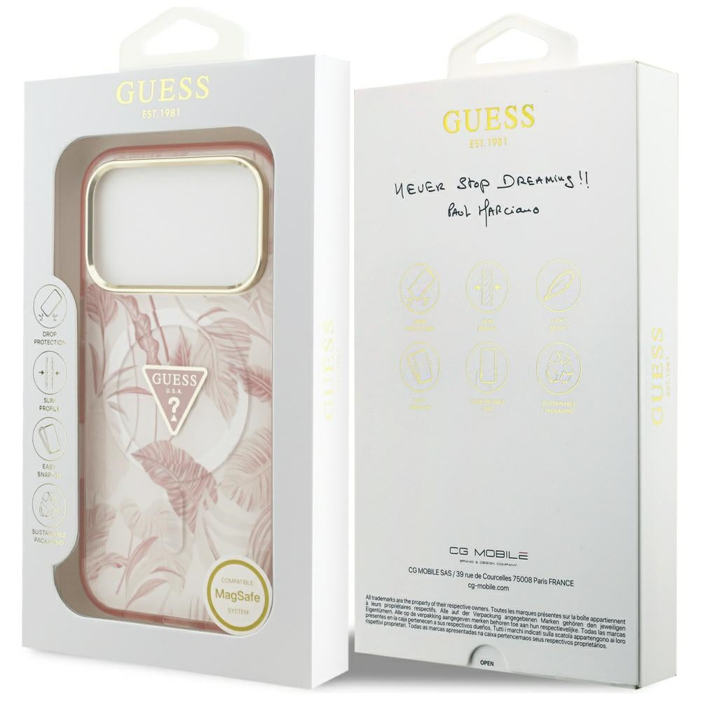 Guess Jungle Tonal Triangle MagSafe Case for iPhone 17 Pro Max - Pink_7