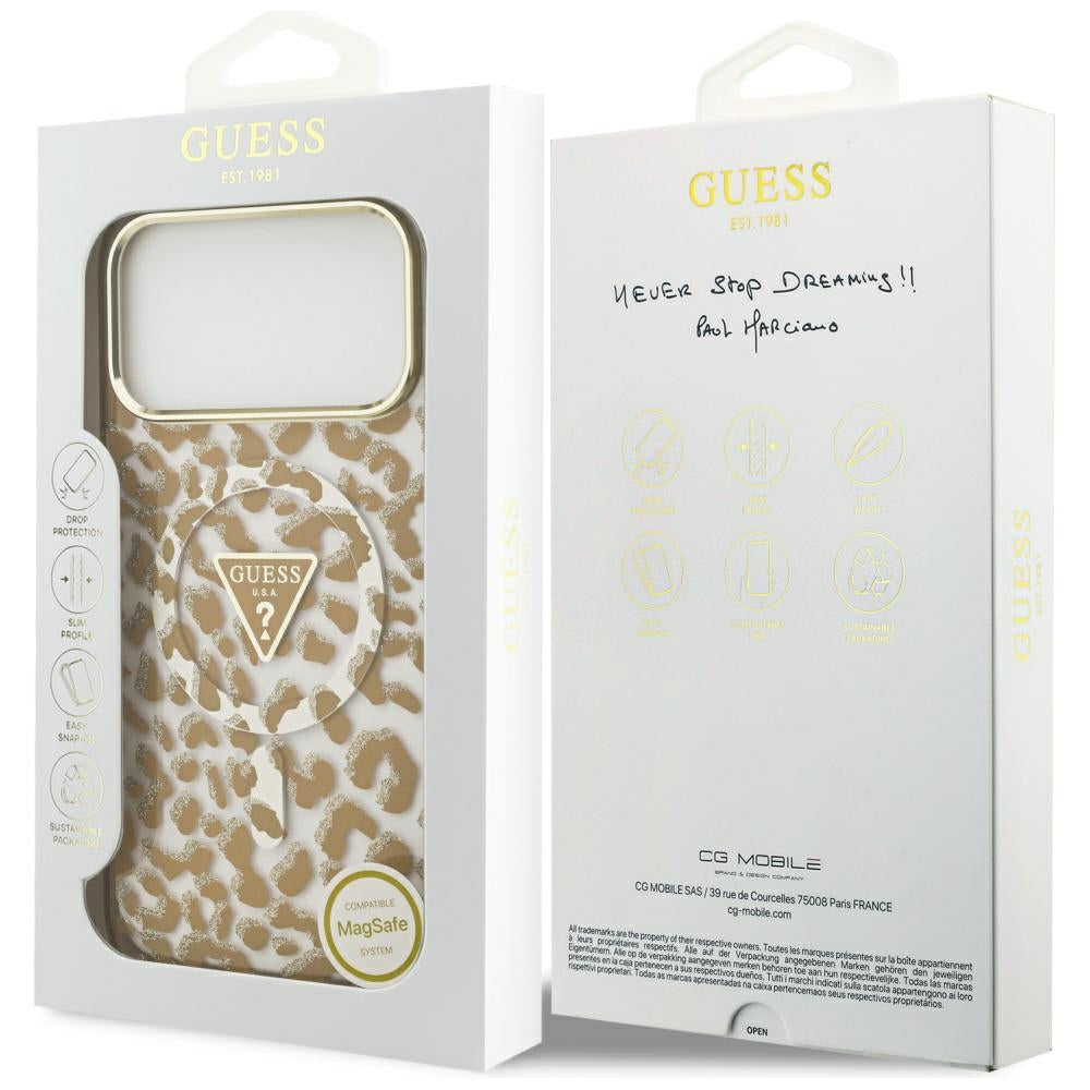 Guess Leopard Glitter MagSafe Case for iPhone 17 Pro Max - Brown_7