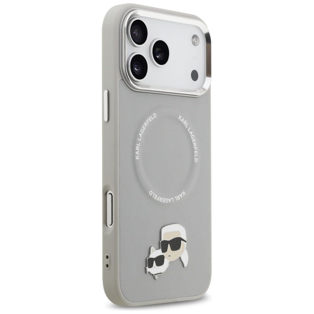 Karl Lagerfeld Karl & Choupette Pins MagSafe Case for iPhone 17 Pro Max - Gray_3
