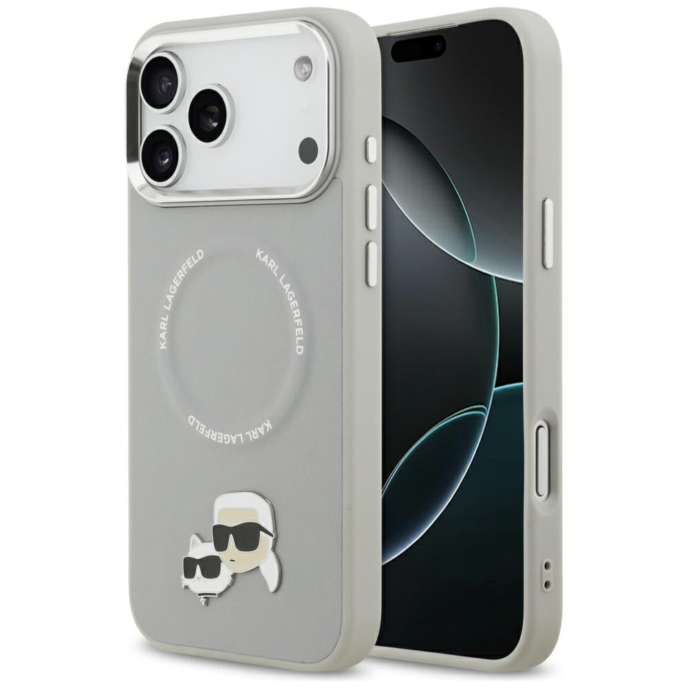 Karl Lagerfeld Karl & Choupette Pins MagSafe Case for iPhone 17 Pro - Gray_0