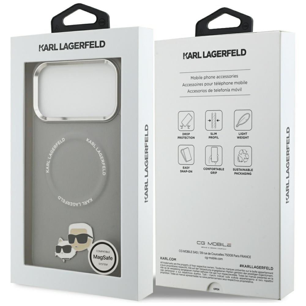 Karl Lagerfeld Karl & Choupette Pins MagSafe Case for iPhone 17 Pro - Gray_7
