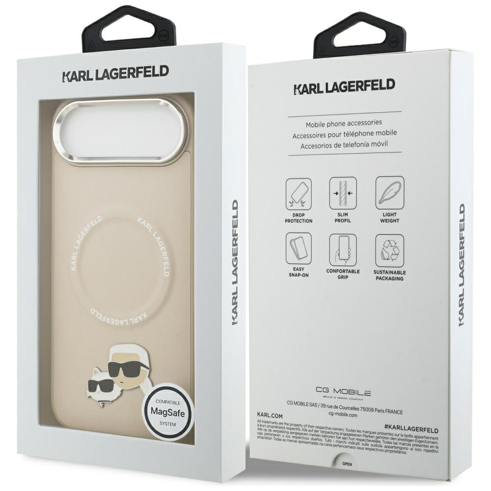Karl Lagerfeld Karl & Choupette Pins MagSafe Case for iPhone Air - Beige_7