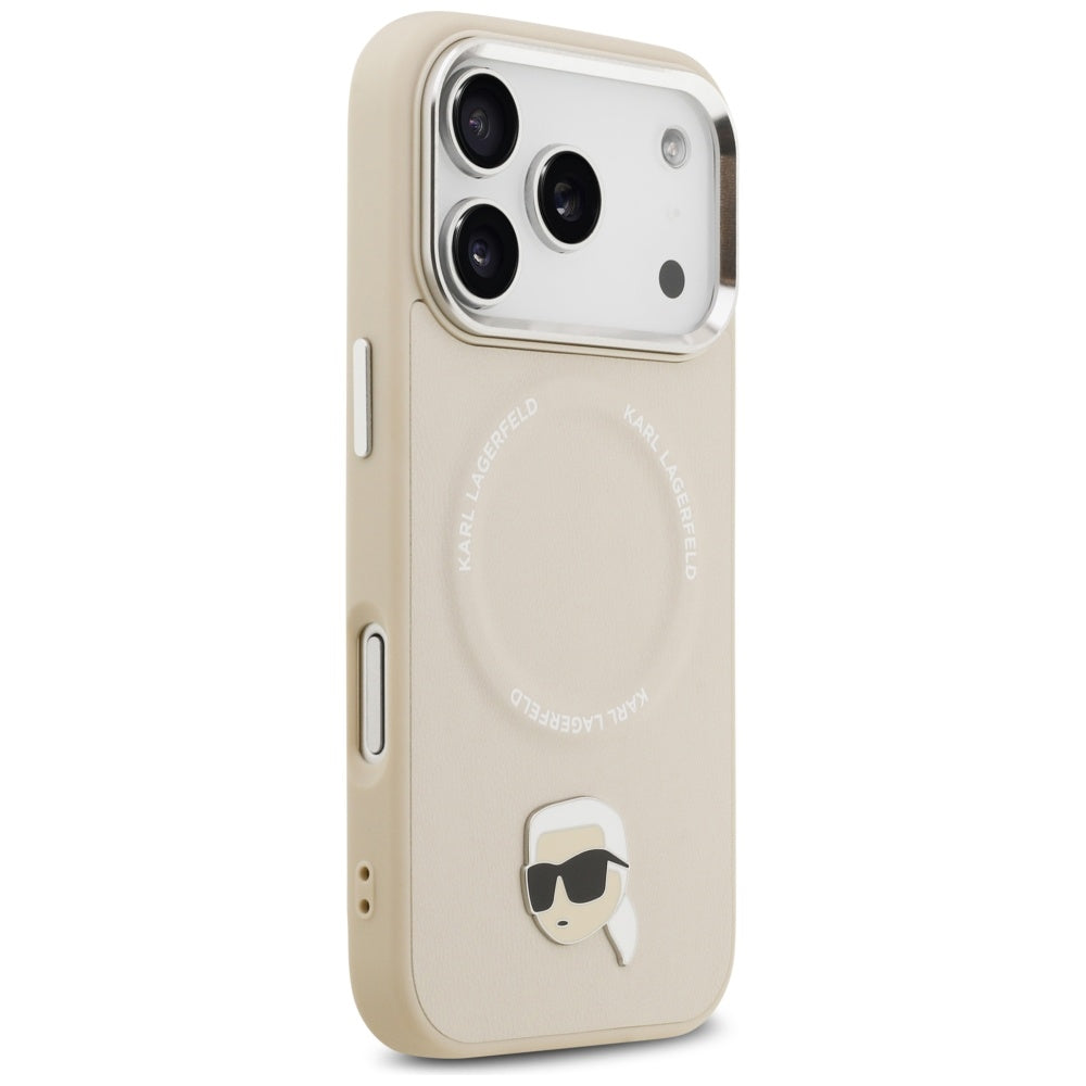 Karl Lagerfeld Karl Pin MagSafe Case for iPhone 17 Pro Max - Beige_3