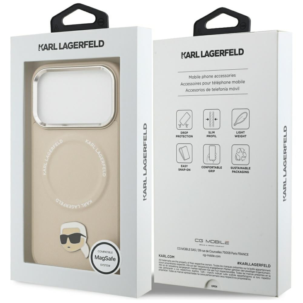 Karl Lagerfeld Karl Pin MagSafe Case for iPhone 17 Pro Max - Beige_7