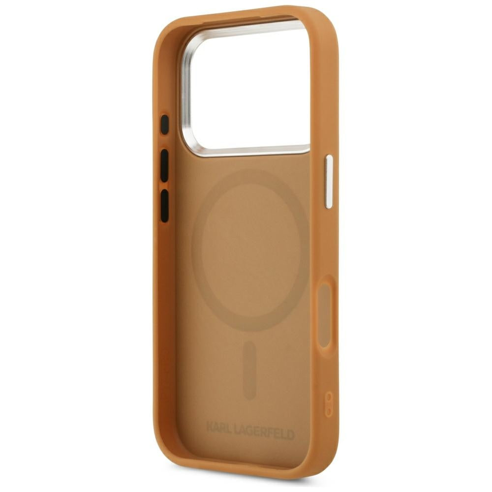 Karl Lagerfeld Point & Metal Logo MagSafe Case for iPhone 17 Pro - Brown_6