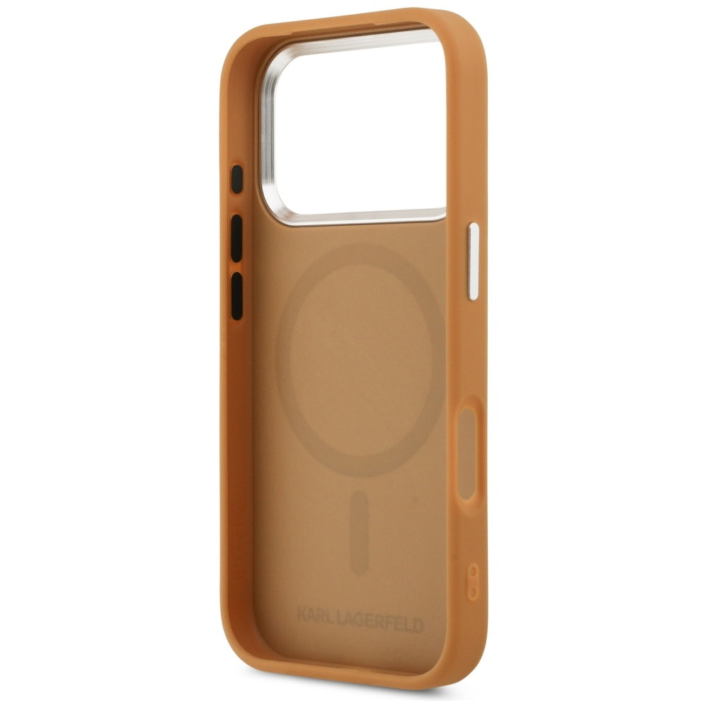 Karl Lagerfeld Point & Metal Logo MagSafe Case for iPhone 17 Pro Max - Brown_6