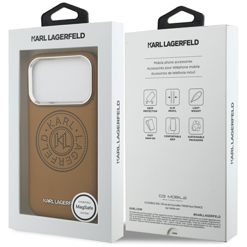 Karl Lagerfeld Point & Metal Logo MagSafe Case for iPhone 17 Pro Max - Brown_7