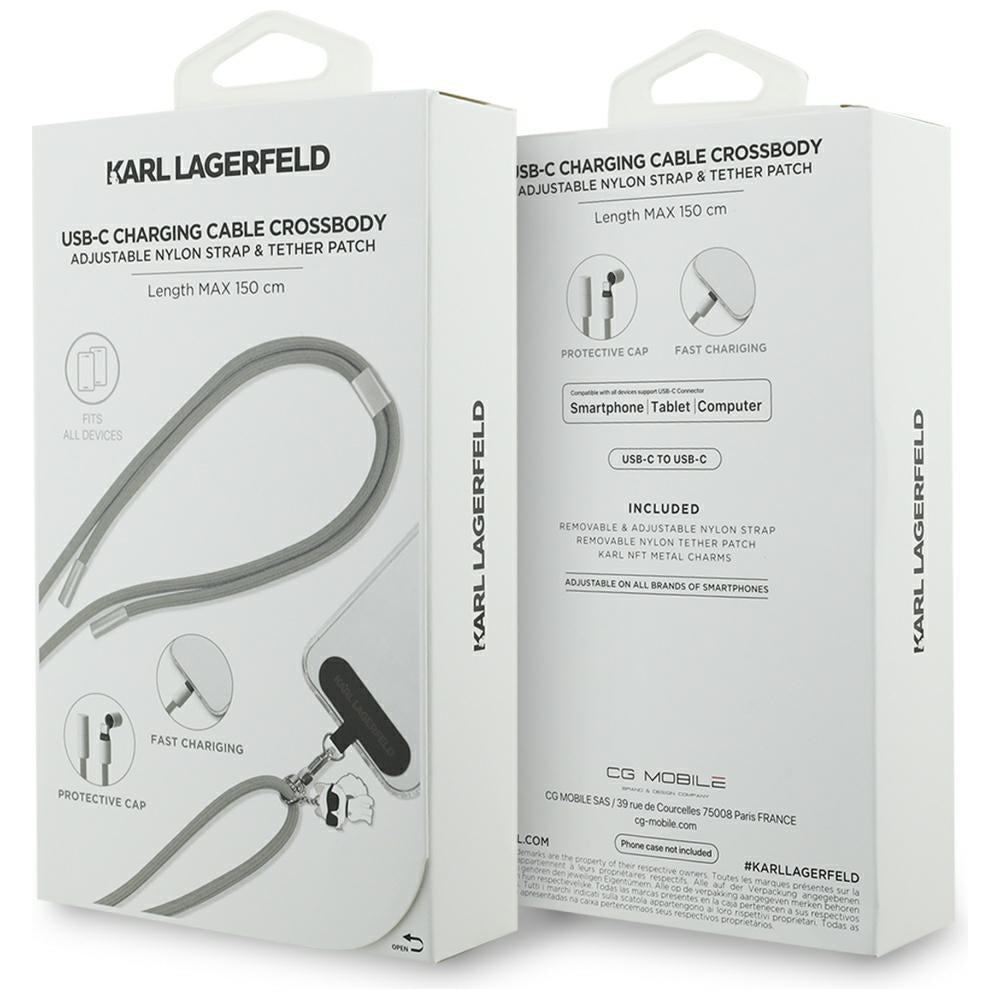 Karl Lagerfeld CBDY Choupette Charm USB-C Cable / USB-C Lanyard - Gray_3