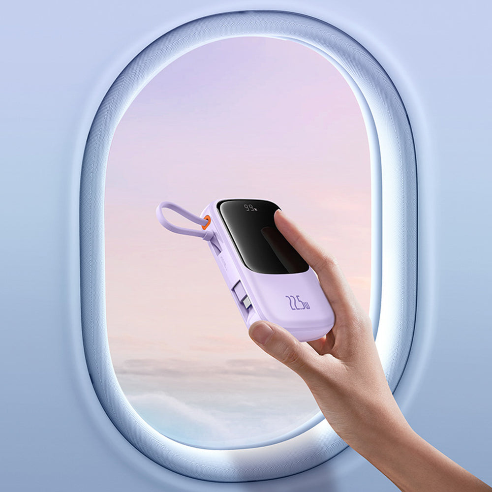 Baseus Qpow Pro+ 10000mAh 22.5W Power Bank with Built-in USB-C Cable and Display - Purple_8