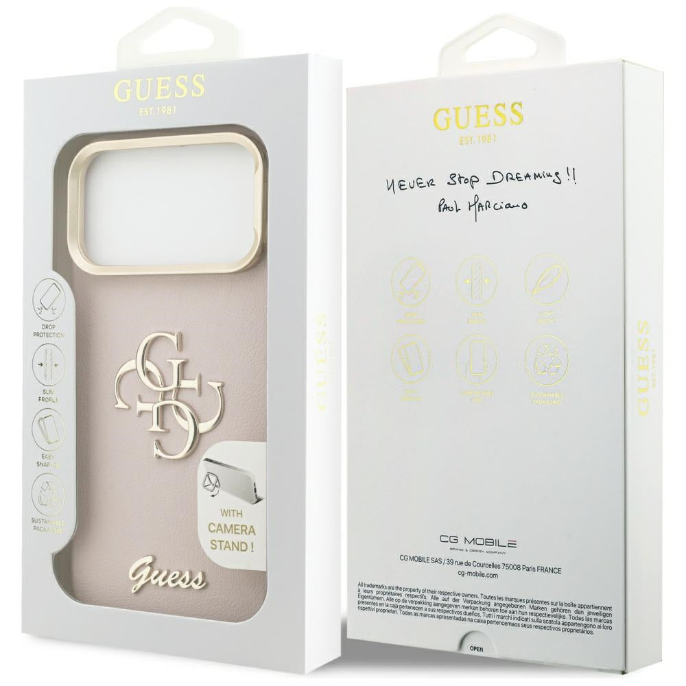 Guess Grained Big 4G & Stand Camera Case for iPhone 17 Pro Max - Pink_7