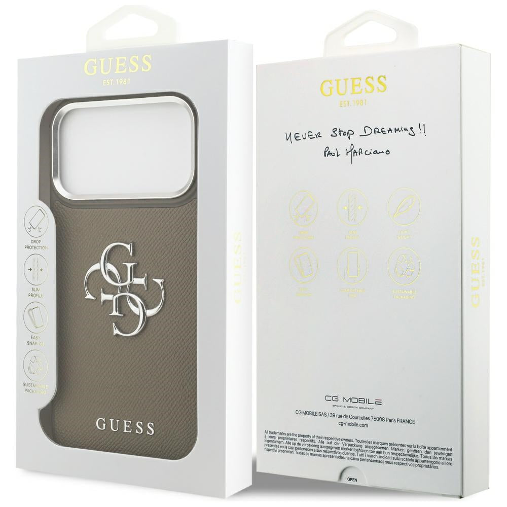 Guess Grained Big 4G Classic Logo Case for iPhone 17 Pro Max - Brown_7