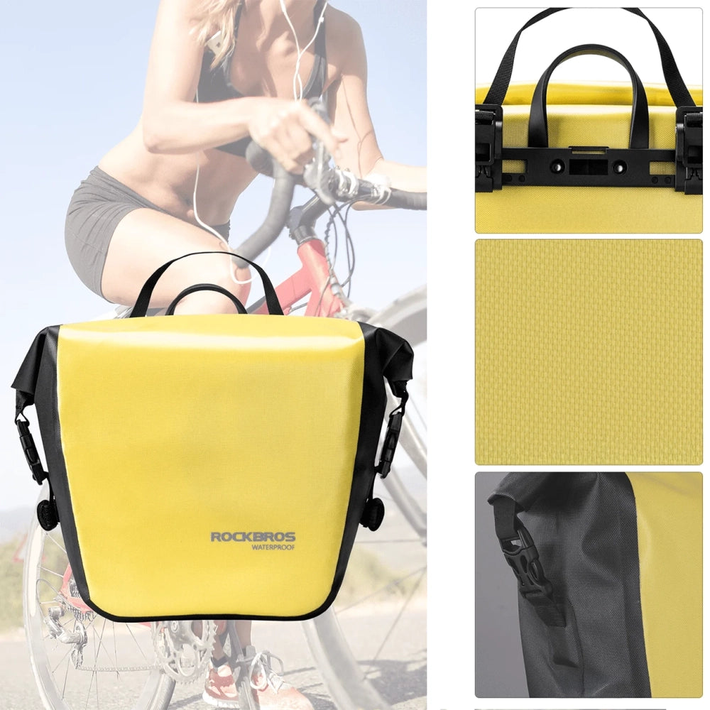Rockbros AS-003-1Y waterproof bicycle bag with shoulder strap, front/rear mounting, 10-14l - yellow_8