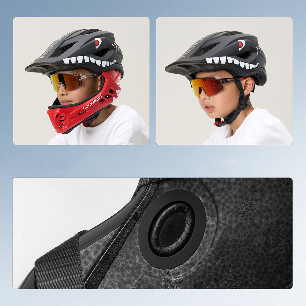 Rockbros TT-32006 Shark Children's Bike Helmet with Detachable Jaw Size S (48-52) - Black_5