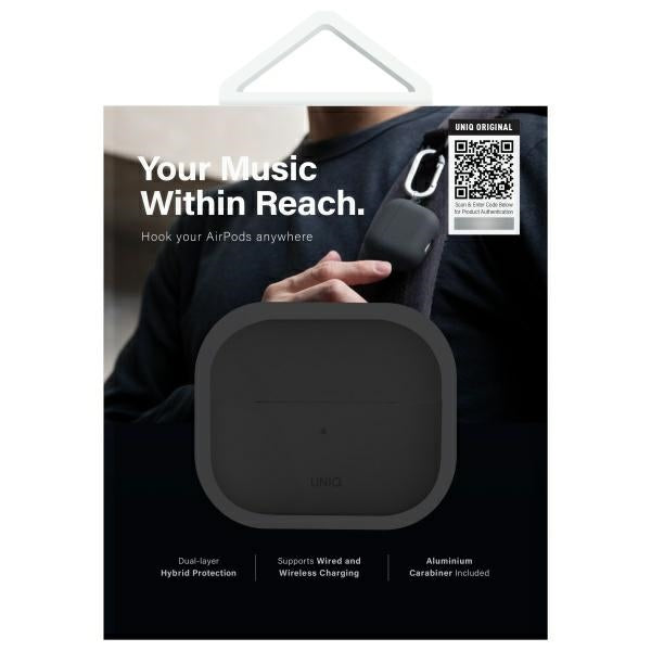 Uniq Nexo AirPods 4 + Ear Hooks Silicone case - black_8