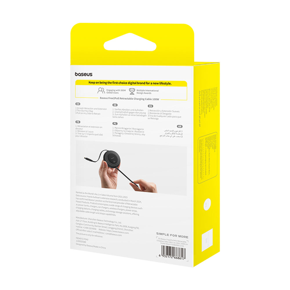 Baseus Free2Pull Mini 100W Retractable USB-C Cable - USB-C 2m - Black_10