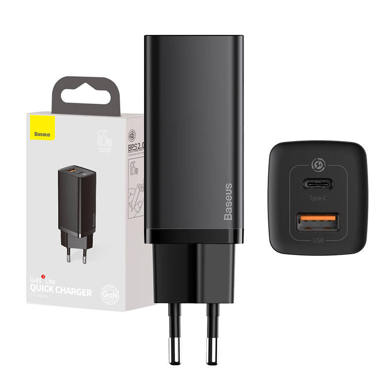 Quick Travel Charger Baseus GaN2 Lite USB+C 65W EU (black)_0