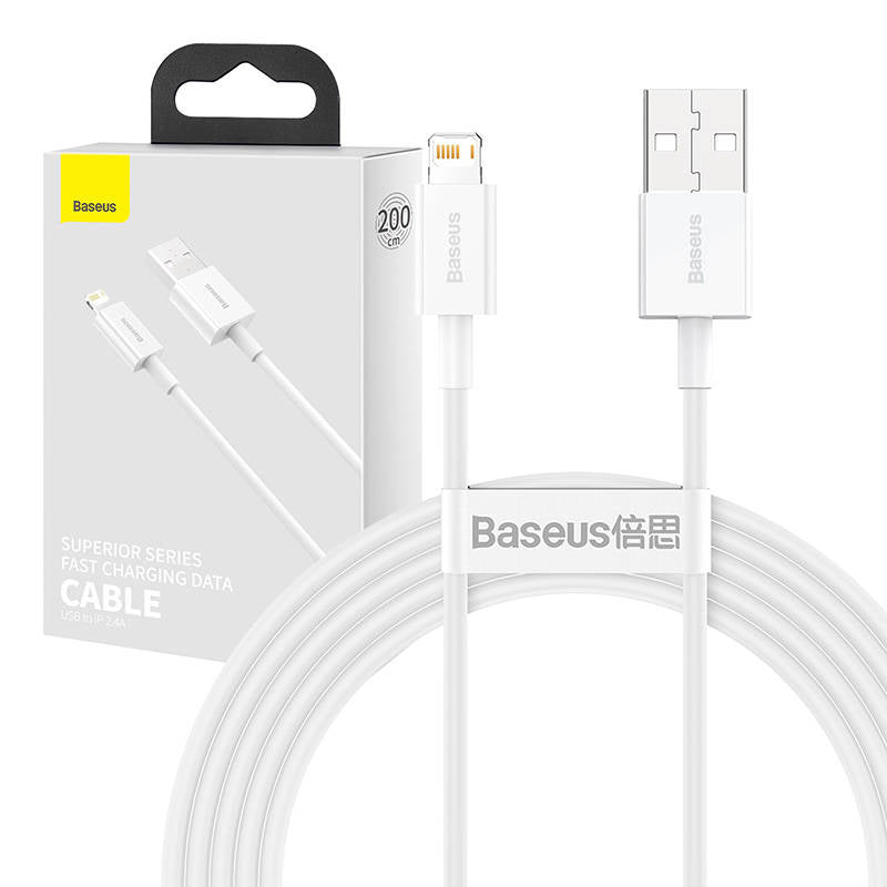Baseus Superior Series Cable USB to iP 2.4A 2m (white)_0