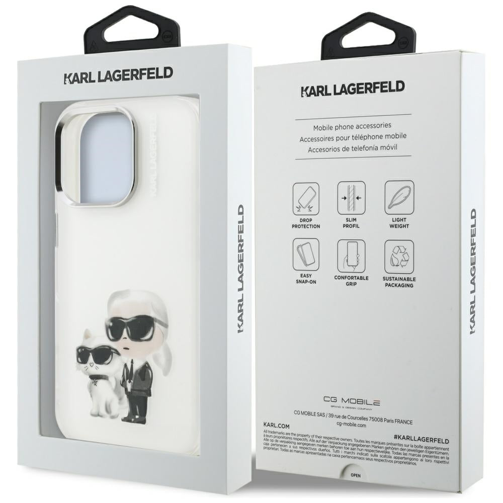 Karl Lagerfeld IML Aquarelle Karl & Choupette & Logo Case for iPhone 16 Pro Max - White_7