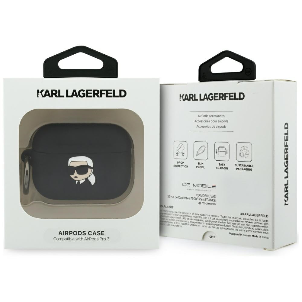 Karl Lagerfeld Silicone Karl Head 3D Case for AirPods Pro 3 - Black_3