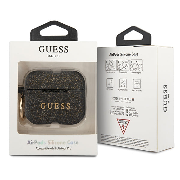 Guess Ring Silicone Case for AirPods Pro Cover - Black and Gold_1