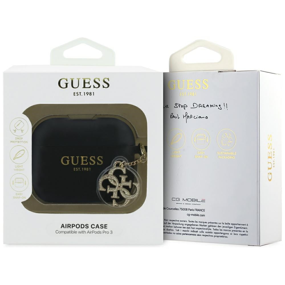 Guess Silicone 4G Charm Case for AirPods Pro 3 - Black_3