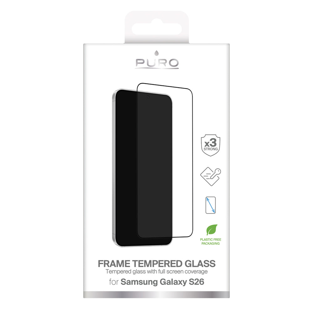 Puro Frame Tempered Glass for Samsung Galaxy S26 - with Black Frame_1