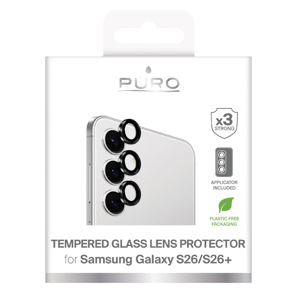 Puro tempered glass for the rear camera for Samsung Galaxy S26/S26 Plus - with a black frame_1