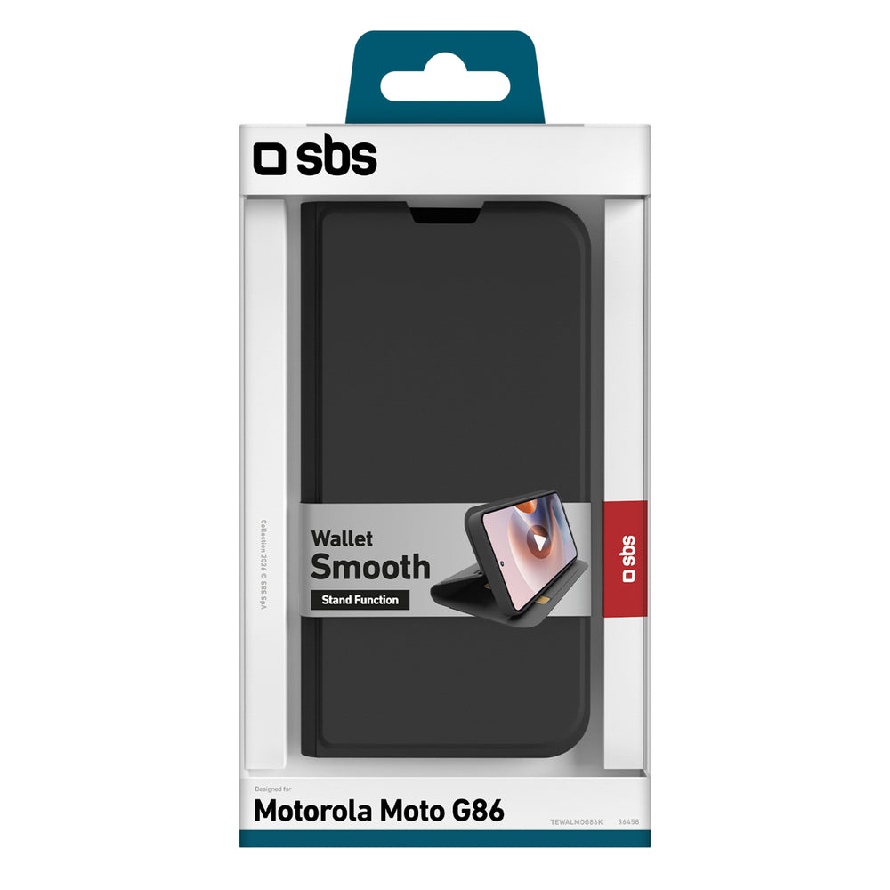 SBS Wallet Smooth Case for Motorola Moto G86 with Flip Cover - Black_1