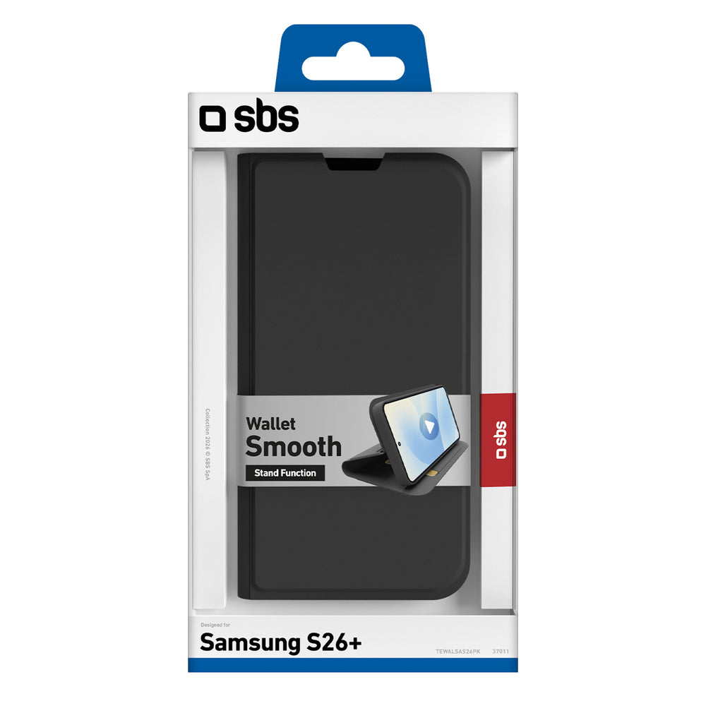 SBS Wallet Smooth Case for Samsung S26 Plus with Flip - Black_1