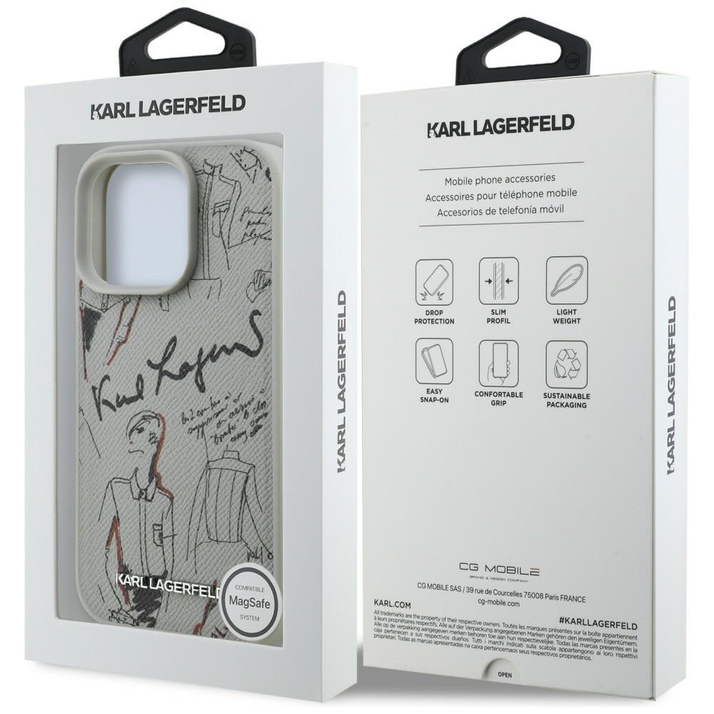 Karl Lagerfeld Grained Pattern & Logo MagSafe Case for iPhone 16 Pro Max - Gray_7
