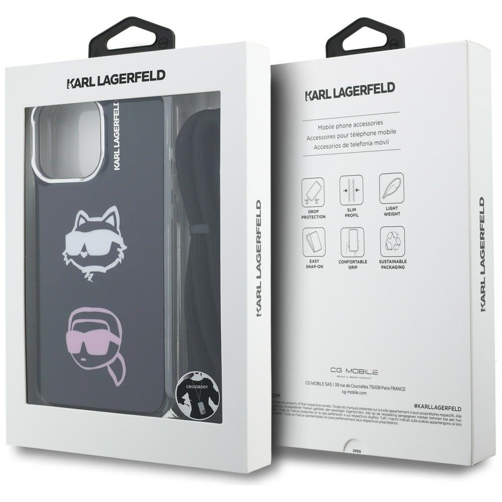 Karl Lagerfeld IML Crossbody Karl&Choupette Head Case for iPhone 16 Pro - Black_6