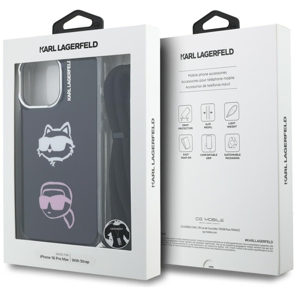 Karl Lagerfeld IML Crossbody Karl&Choupette Head Case for iPhone 16 Pro Max - Black_6