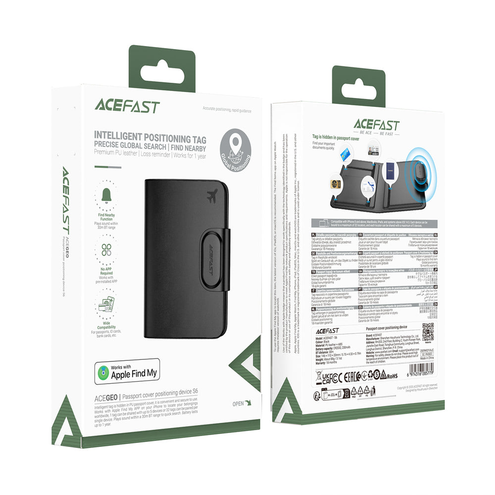 Acefast SmartTag Passport S6 for iOS Series, Black _7