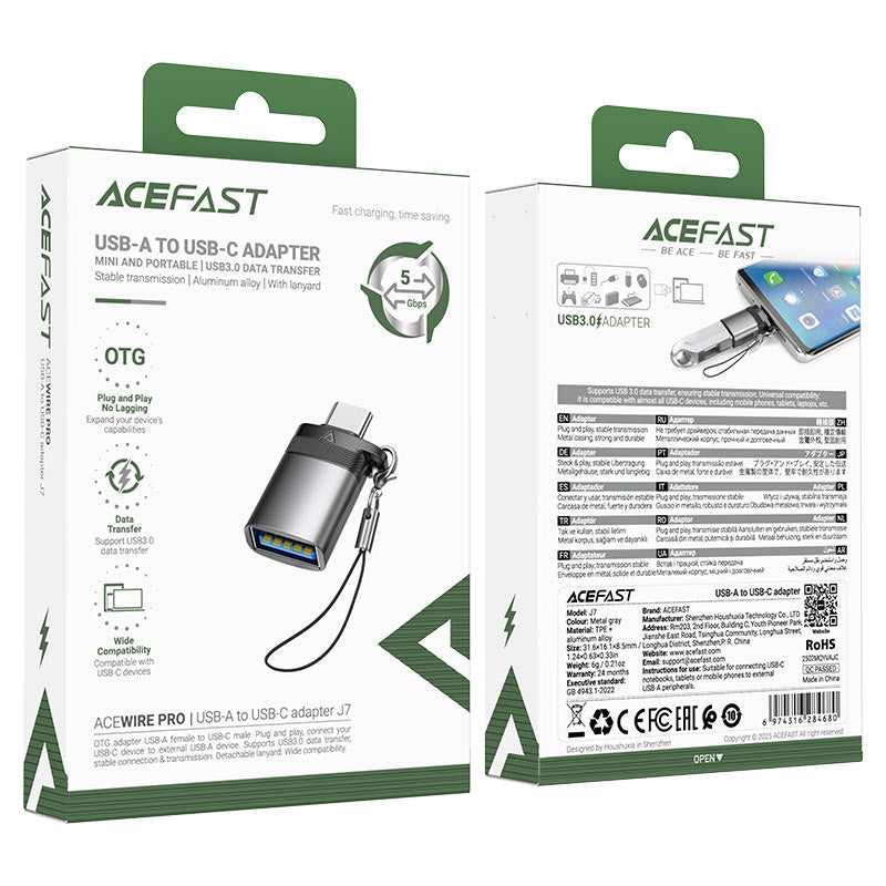 USB-C to USB-A OTG Adapter Acefast J7, Grey_5