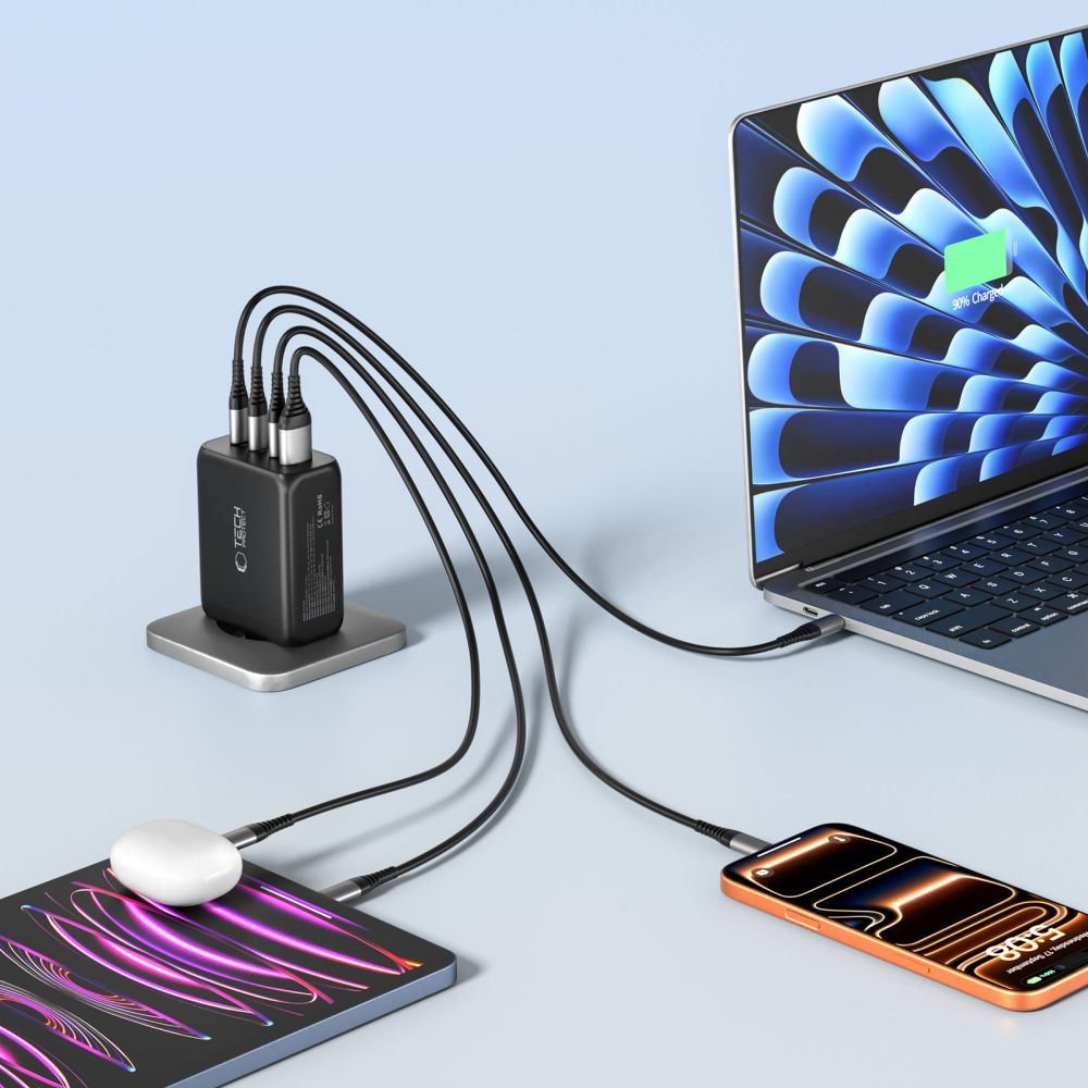 Tech-Protect NC200W-GaN 4-Port 200W Wall Charger - Black_6