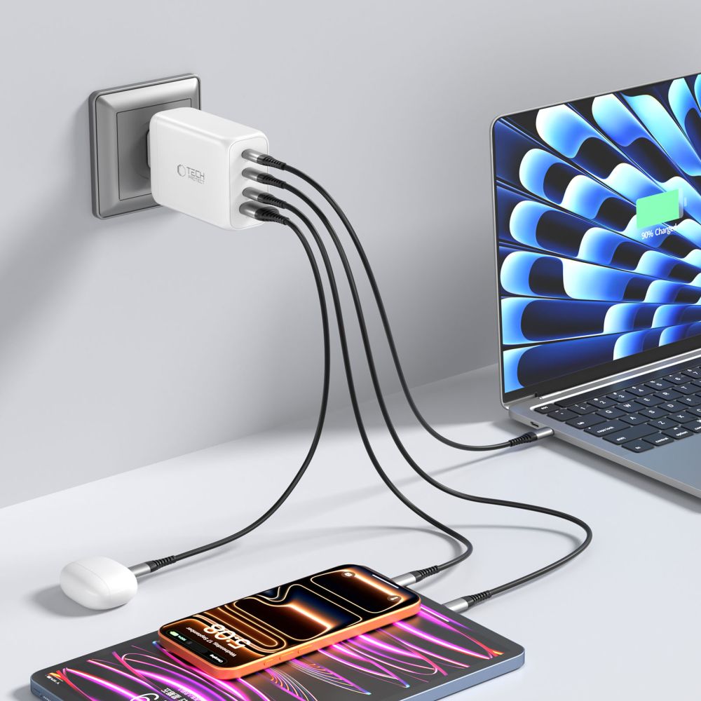 Tech-Protect NC240W-GaN 4-Port 240W Wall Charger - White_6