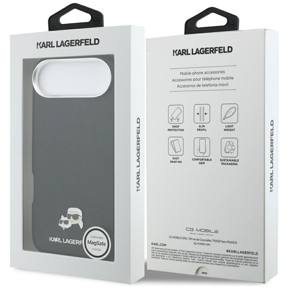 Karl Lagerfeld Karl & Choupette Head Pins Saffiano MagSafe Case for iPhone Air - Black_7