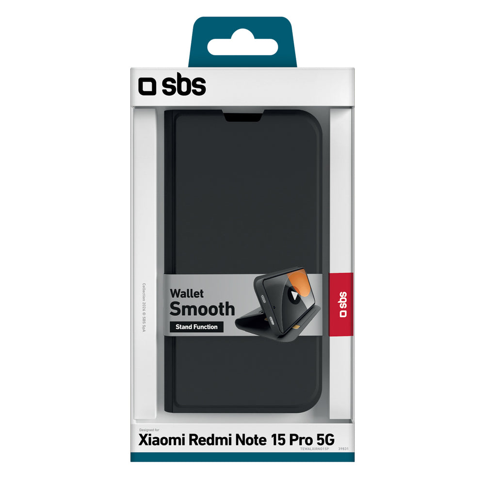 SBS Wallet Smooth Case for Xiaomi Redmi Note 15 Pro with Flip - Black_1