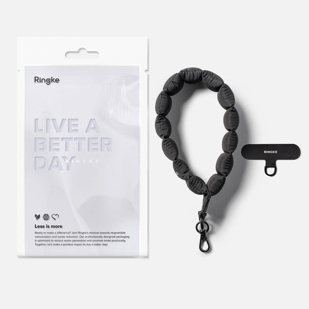 Ringke Holder & Puffer Hand Strap Phone Lanyard - Black_7