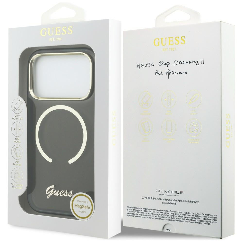 Guess IML Script Metal MagSafe Case for iPhone 17 Pro - Black_7