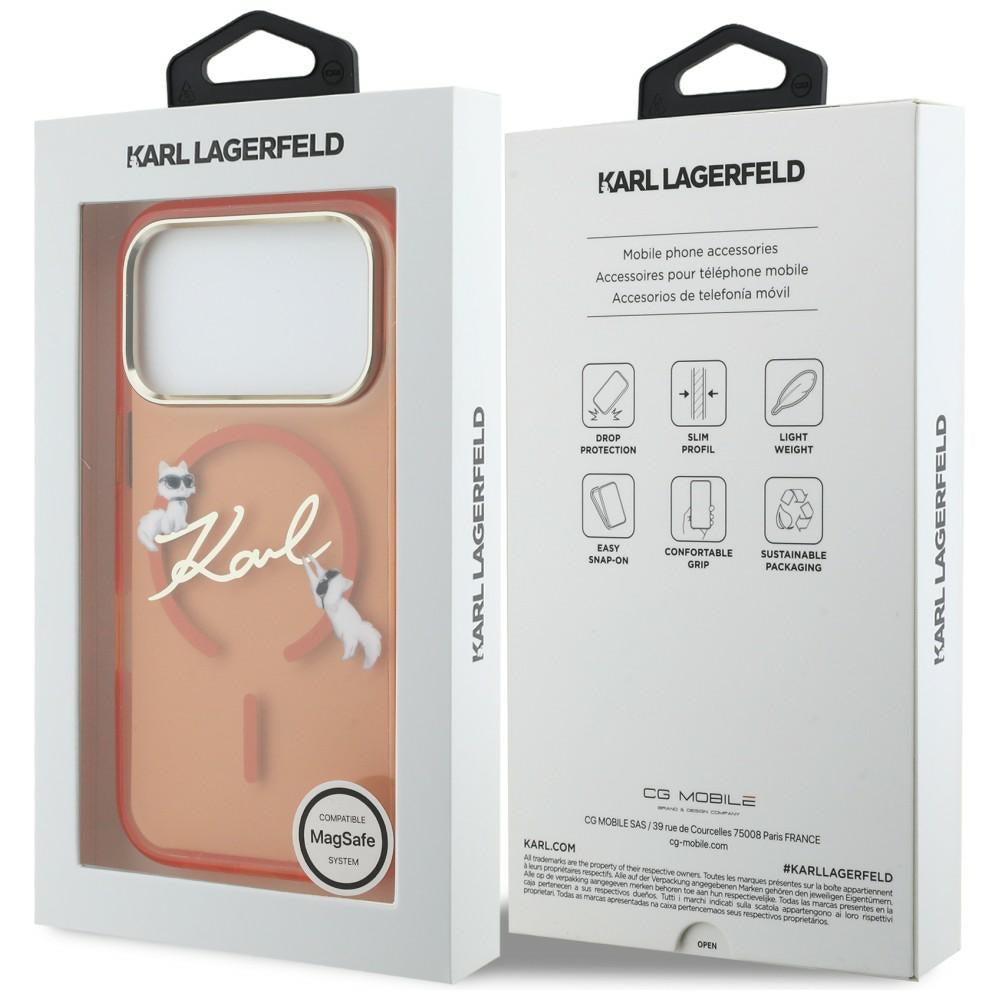 Karl Lagerfeld IML Choupettes Karl Script Logo MagSafe Case for iPhone 17 Pro Max - Orange_7