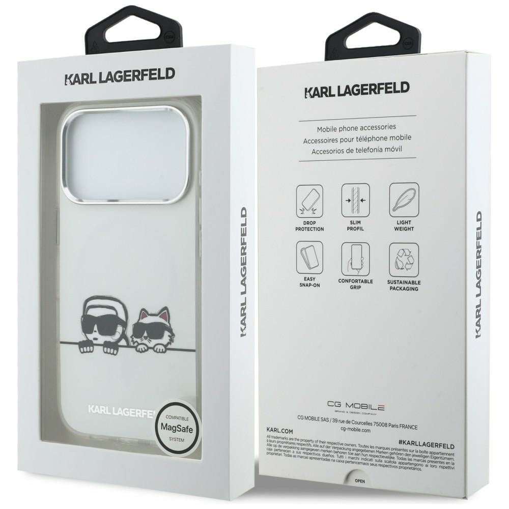 Karl Lagerfeld IML Karl & Choupette Peekaboo Logo MagSafe Case for iPhone 17 Pro Max - White_7