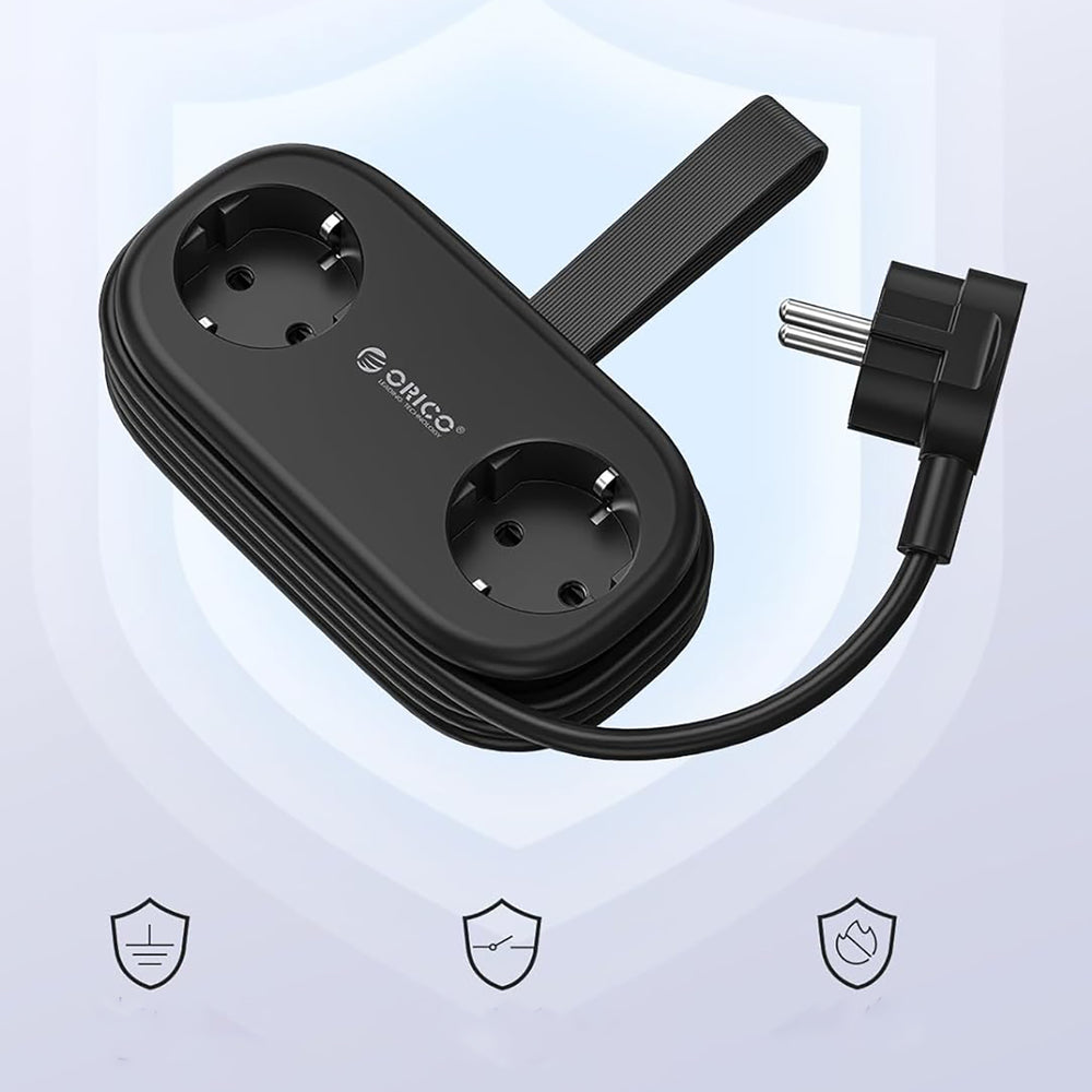 Orico AP3 20W GaN 5in1 Power Strip 2x AC + 2x USB-A + 1x USB-C - Black_4