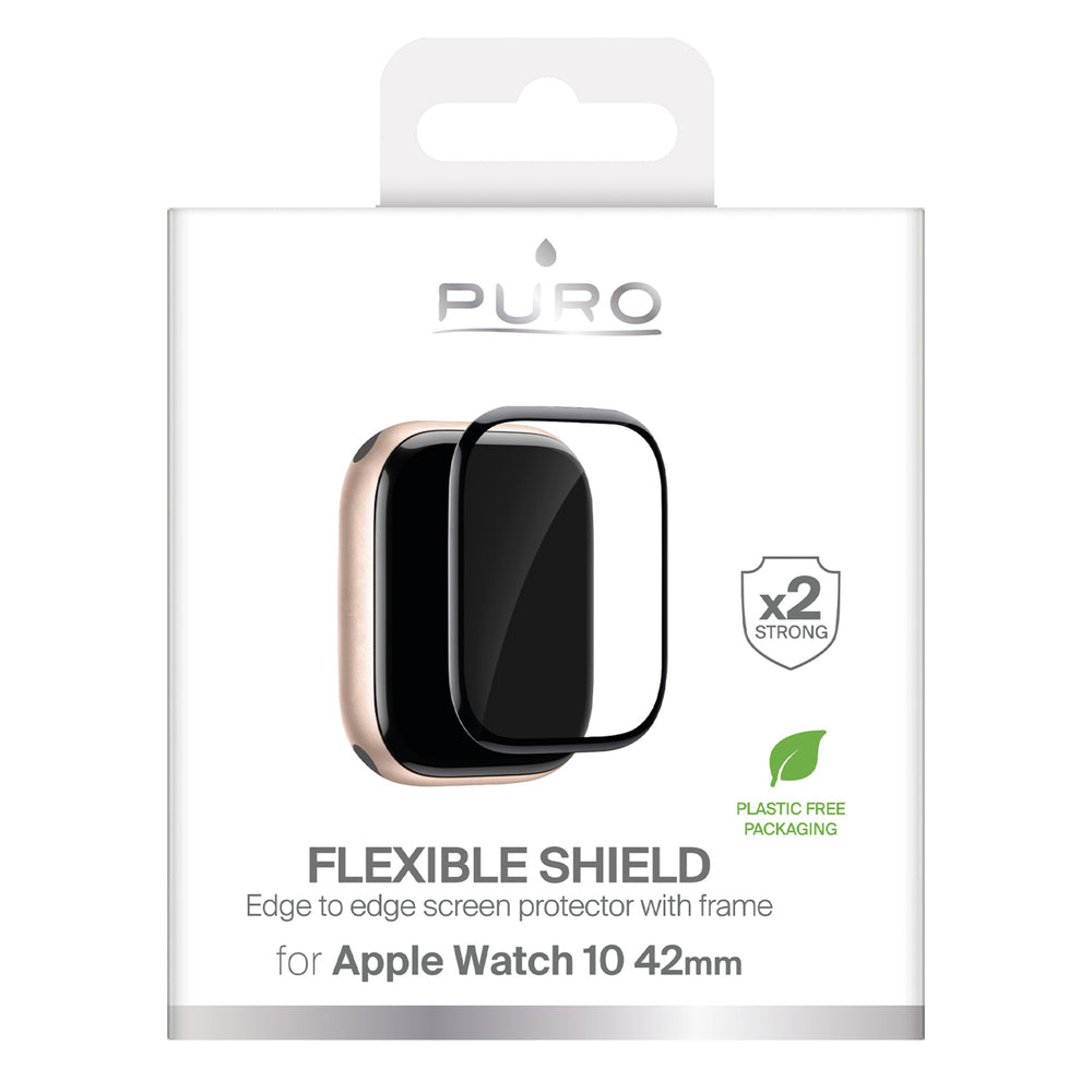 Puro Flexible Shield Protective Film with Applicator for Apple Watch 10/11 42mm - Black_1