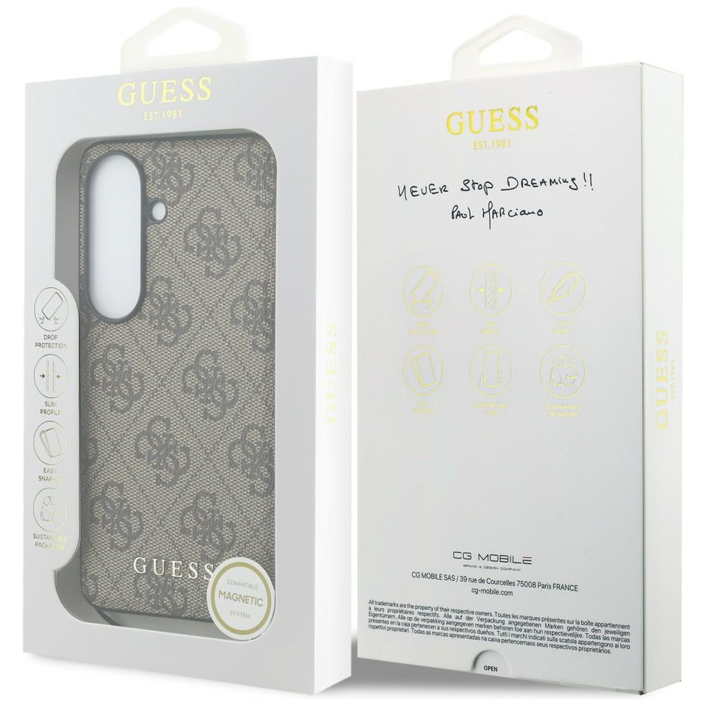 Guess 4G Classic Logo Charm MagSafe Case for Samsung Galaxy S26 - Brown_6