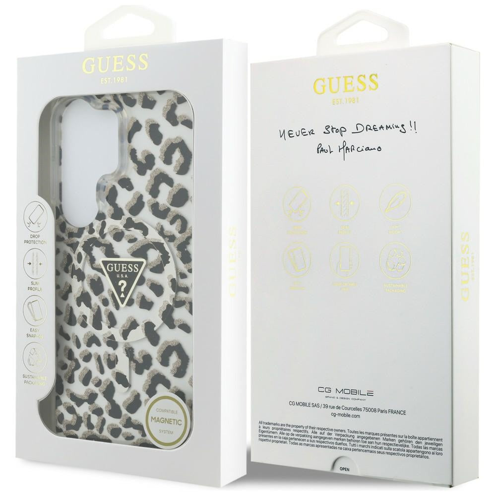 Guess IML Leopard Print Triangle MagSafe Case for Samsung Galaxy S26 Ultra - Black_7