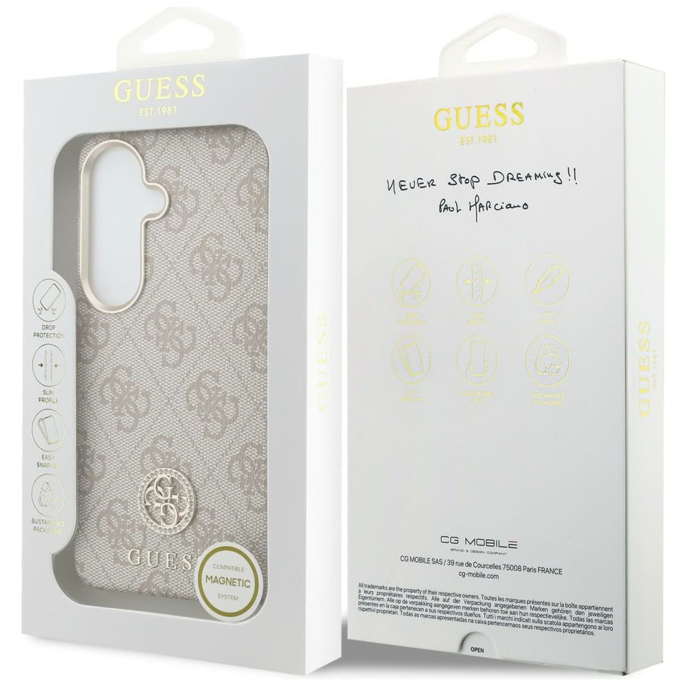 Guess 4G Rhinestone Round Logo MagSafe Case for Samsung Galaxy S26 - Pink_7